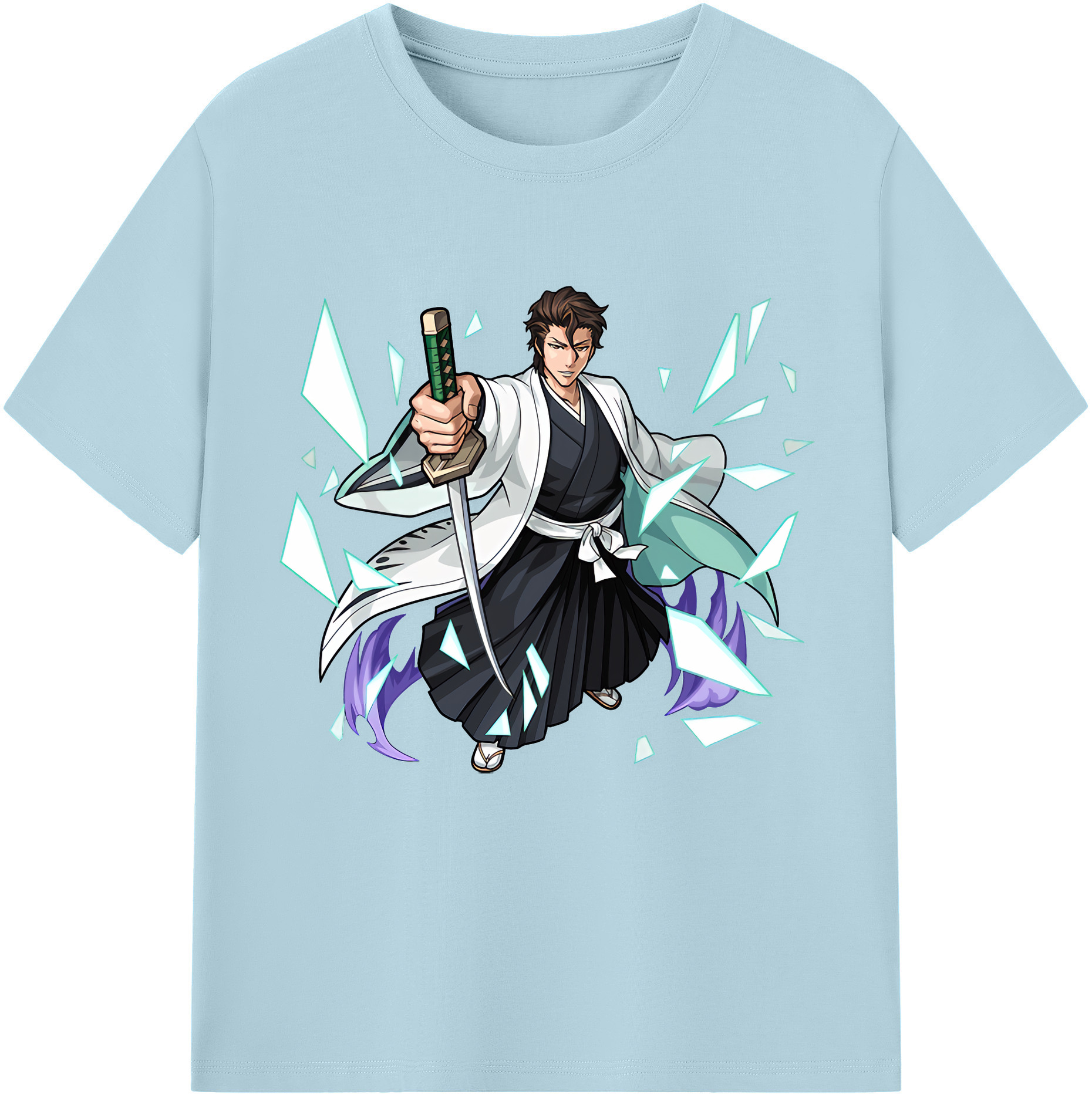 （画像用） ブリーチ 藍染 惣右介（あいぜん そうすけ） BLEACH Aizen Sousuke 綿100％半袖Tシャツ（フロントプリント）